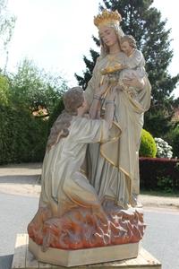 Exceptional Life Size Statue Our Lady Of Purgatory en Terra-Cotta polychrome, France 19th century