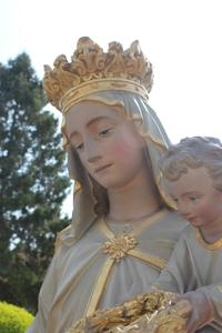 Exceptional Life Size Statue Our Lady Of Purgatory en Terra-Cotta polychrome, France 19th century