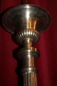 Exceptional Pascal Candle Stick ! Measures: 120 Cm Without Pin. en Bronze / Silvered, Belgium 19th century