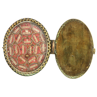 Exceptional Reliquary Relics Of The True Cross Bmv & St. Joseph - 12 Apostles. St. Peter & St. Paul Corona Spinea - De Sponsia & More en Brass / Glass / Wax Seal, Italy  19 th century