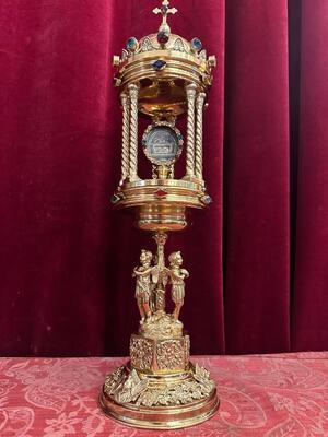 Exceptional Reliquary Relics Of The True Cross St. Peter & St. Paul  en Bronze / Polished and Varnished / Stones / Glass,
