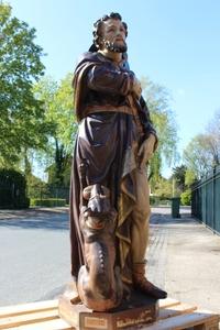 Exceptional St. Rochus Statue Life Size ! en Terra-Cotta polychrome, France 19th century