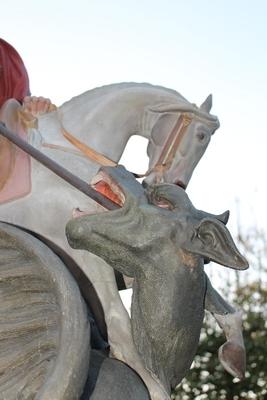 Exceptional Statue St. George en Terra-Cotta polychrome, France 19th century