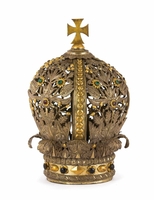 Exceptionally Crown For Procession-Madonna, Hand-Work , Stones. en Brass Gilt Silver Plated, Alps Countries