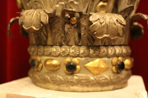 Exceptionally Crown For Procession-Madonna, Hand-Work , Stones. en Brass Gilt Silver Plated, Alps Countries