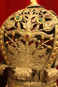 Exceptionally Crown For Procession-Madonna, Hand-Work , Stones. en Brass Gilt Silver Plated, Alps Countries