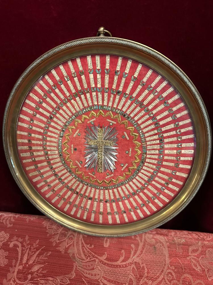 1  Extreme And Very Rare Kalendarium Frame Housing Hundreds Of Ex - Ossibus Relics Of Christian Saints