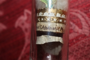 Extreme Rare Cylinder-Reliquary / Relics Of St. Albina Of Cologne - Germany, (+ 5th Century)   18th Century   en glass, 18th century