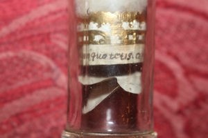 Extreme Rare Cylinder-Reliquary / Relics Of St. Albina Of Cologne - Germany, (+ 5th Century)   18th Century   en glass, 18th century