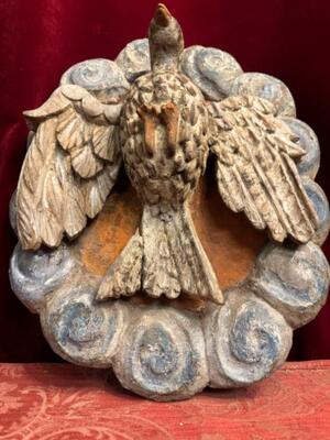 Fully Hand - Carved Dove ( Holy Spirit ) en Hand - Carved Wood , Belgium  19 th century