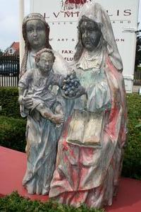 Fully Hand-Carved Wooden Statue “The Virgin And Child With St.Anne” en wood polychrome, Belgium 18 th century