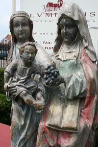 Fully Hand-Carved Wooden Statue “The Virgin And Child With St.Anne” en wood polychrome, Belgium 18 th century