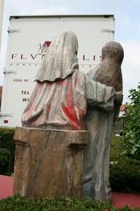 Fully Hand-Carved Wooden Statue “The Virgin And Child With St.Anne” en wood polychrome, Belgium 18 th century