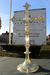 Altar - Cross style gothic en Brass / Bronze, Belgium 19th century