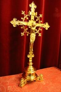 Altar - Cross style Gothic en Full Bronze / Polished and Varnished, France 19th century