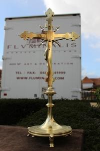 Altar - Cross style Gothic en Brass / Bronze , Belgium 19th century