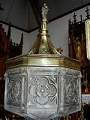 Baptismal Font style Gothic en Stone / Brass / Bronze, Belgium 19th century