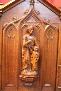 Bench style gothic en wood oak, France 19th century