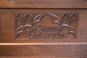 Bench style gothic en wood oak, France 19th century