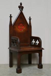 Bischop Seat style Gothic en WOOD OAK, Belgium 19th century