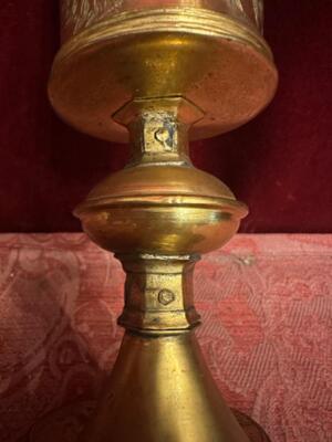 Chalice 15th Century ! style Gothic  en Brass, Belgium  15 th century / Fully hand - made / Gilt