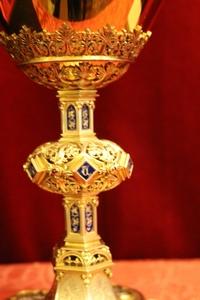 Chalice style Gothic en full silver / Gilt / Enamel, Belgium