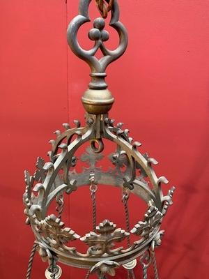 Chandelier style Gothic en Brass / Bronze , Belgium 19th century