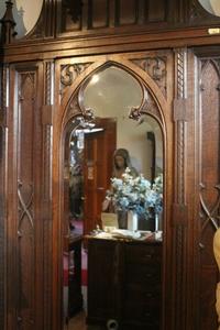 Hall Furniture style Gothic en wood oak, France 19th century