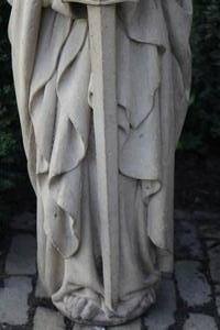 Handcarved Sandstone Statue Of St. Paul style Gothic en Sandstone, Belgium 19th century