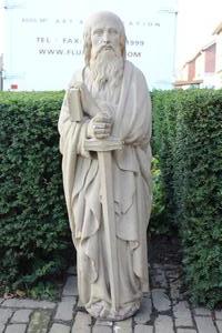 Handcarved Sandstone Statue Of St. Paul style Gothic en Sandstone, Belgium 19th century