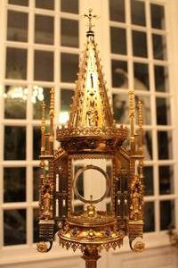 Monstrance style gothic en Brass / Bronze, Belgium 19th century