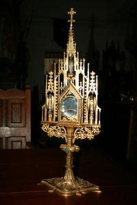 Monstrance style gothic en BRASS / BRONZE, France 19th century