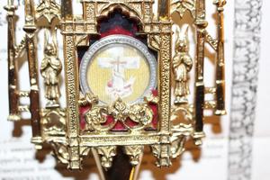 Reliquary style gothic en Brass / Bronze, Belgium 19th century