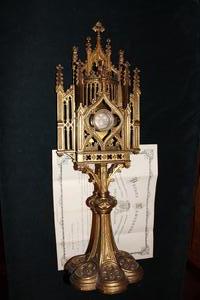 Reliquary style Gothic en Brass / Bronze, France 19th century