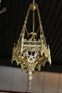 Sanctuary Lamp style gothic en bronze, France 19th century