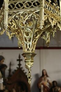 Sanctuary Lamp style gothic en bronze, France 19th century
