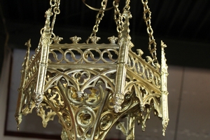 Sanctuary Lamp style gothic en bronze, France 19th century