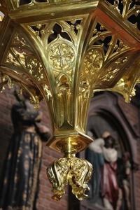 Sanctuary Lamp style Gothic en Bronze / Polished and Varnished, France 19 th century
