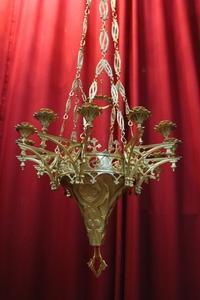 Sanctuary Lamp style Gothic en Bronze / Polished and Varnished, France 19th century