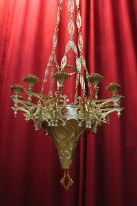 Sanctuary Lamp style Gothic en Bronze / Polished and Varnished, France 19th century