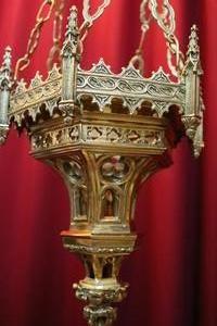 Sanctuary Lamp style Gothic en Bronze / Polished and Varnished, France 19th century