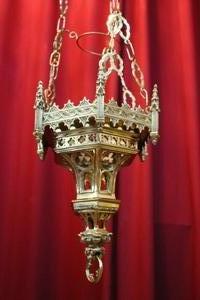 Sanctuary Lamp style Gothic en Bronze / Polished and Varnished, France 19th century