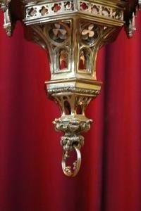 Sanctuary Lamp style Gothic en Bronze / Polished and Varnished, France 19th century