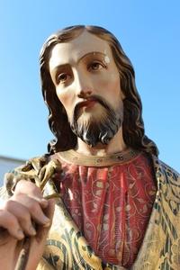 St. Joseph Statue style Gothic en wood polychrome, Belgium  19th century