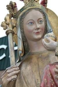 St. Mary Statue style gothic en SANDSTONE POLYCHROME, Dutch 19th century