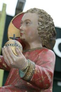 St. Mary Statue style gothic en SANDSTONE POLYCHROME, Dutch 19th century