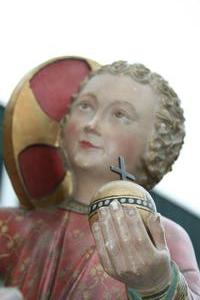 St. Mary Statue style gothic en SANDSTONE POLYCHROME, Dutch 19th century