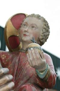 St. Mary Statue style gothic en SANDSTONE POLYCHROME, Dutch 19th century