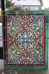 Stainded Glass Window style gothic en glass, Dutch 19 th century