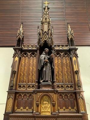 Altar style Gothic - style en Oak wood, Belgium 19th century